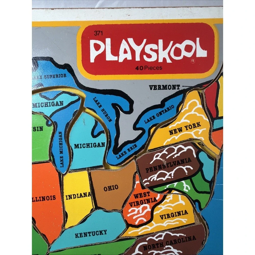1985 Playskool Wooden Puzzle US United States Capitol Map 100% Complete Made USA